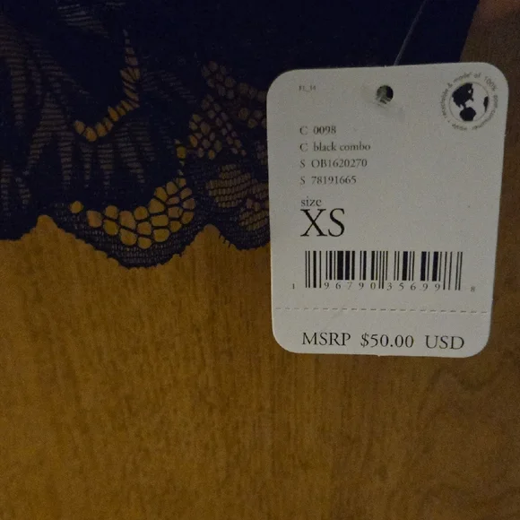 Free People Black Lace Bralette with Scalloped Trim - Picture 3 of 6